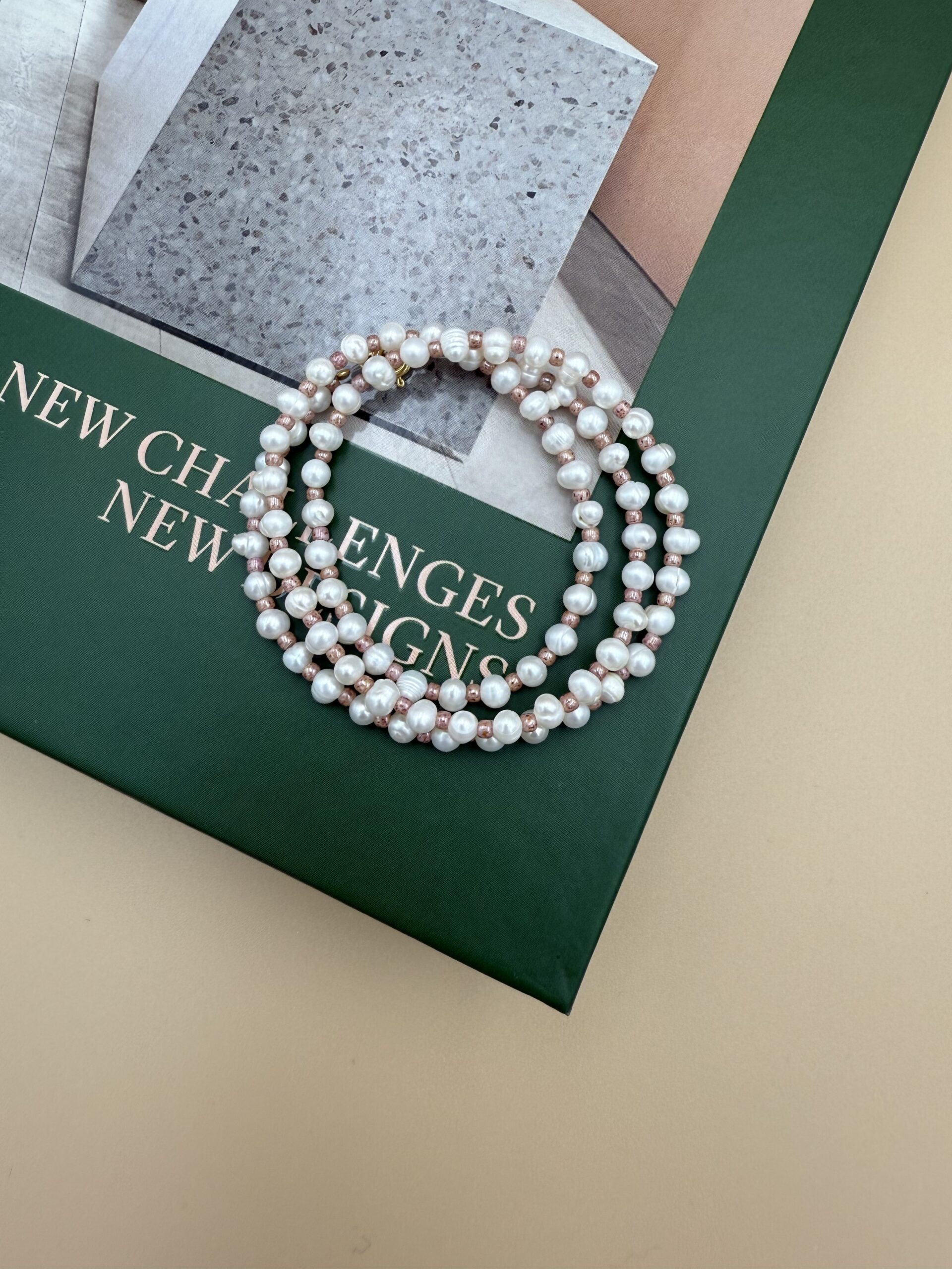 BRANSOLETKA DUET - PERŁY I RÓŻ - obrazek 3