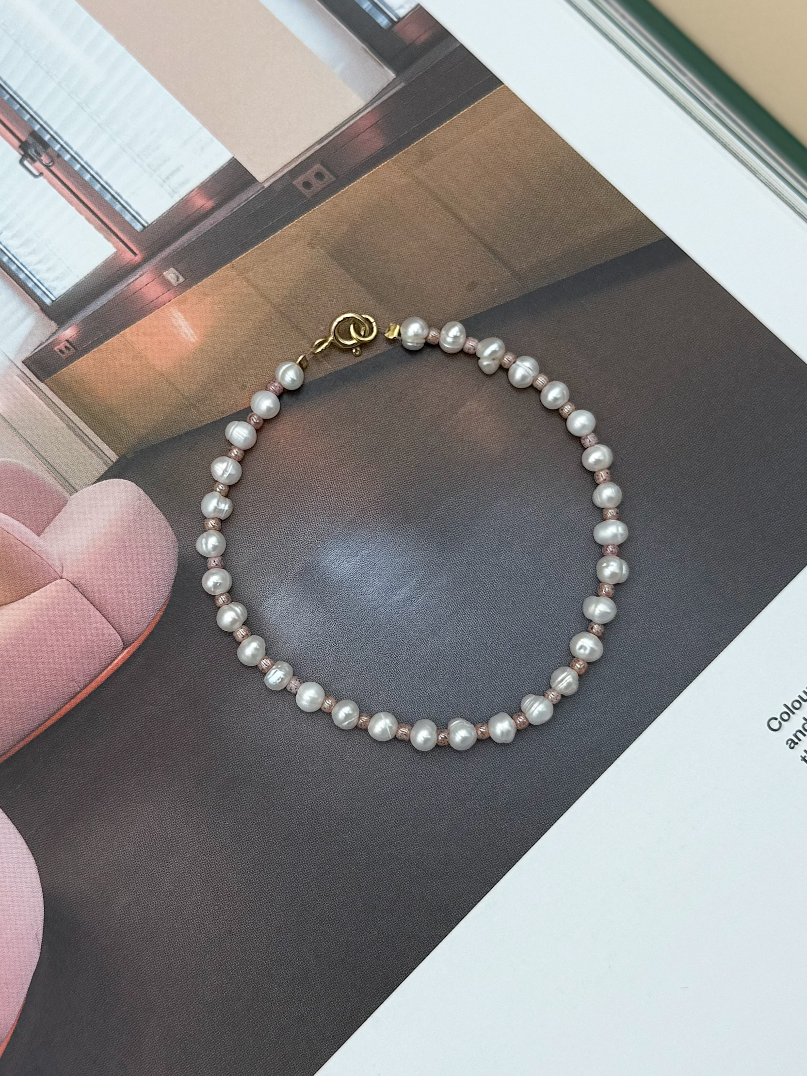 BRANSOLETKA DUET - PERŁY I RÓŻ