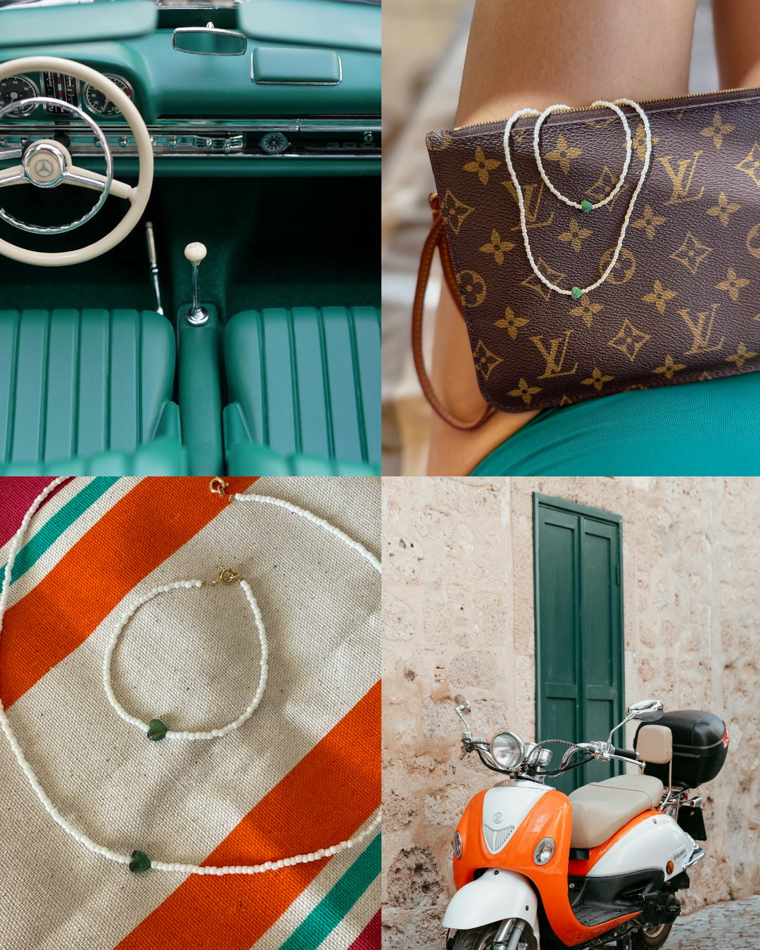 BRANSOLETKA MAŁE SERCE NA SZKLANYCH KORALIKACH GREEN - obrazek 3