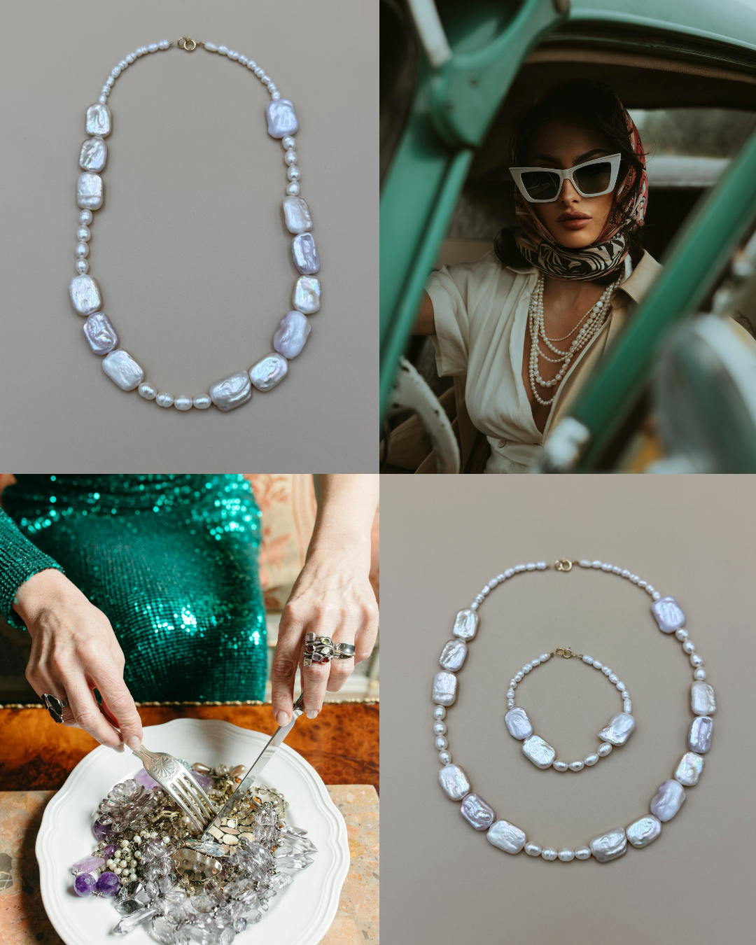 BRANSOLETKA OVAL & SQUARE PERŁY - obrazek 4