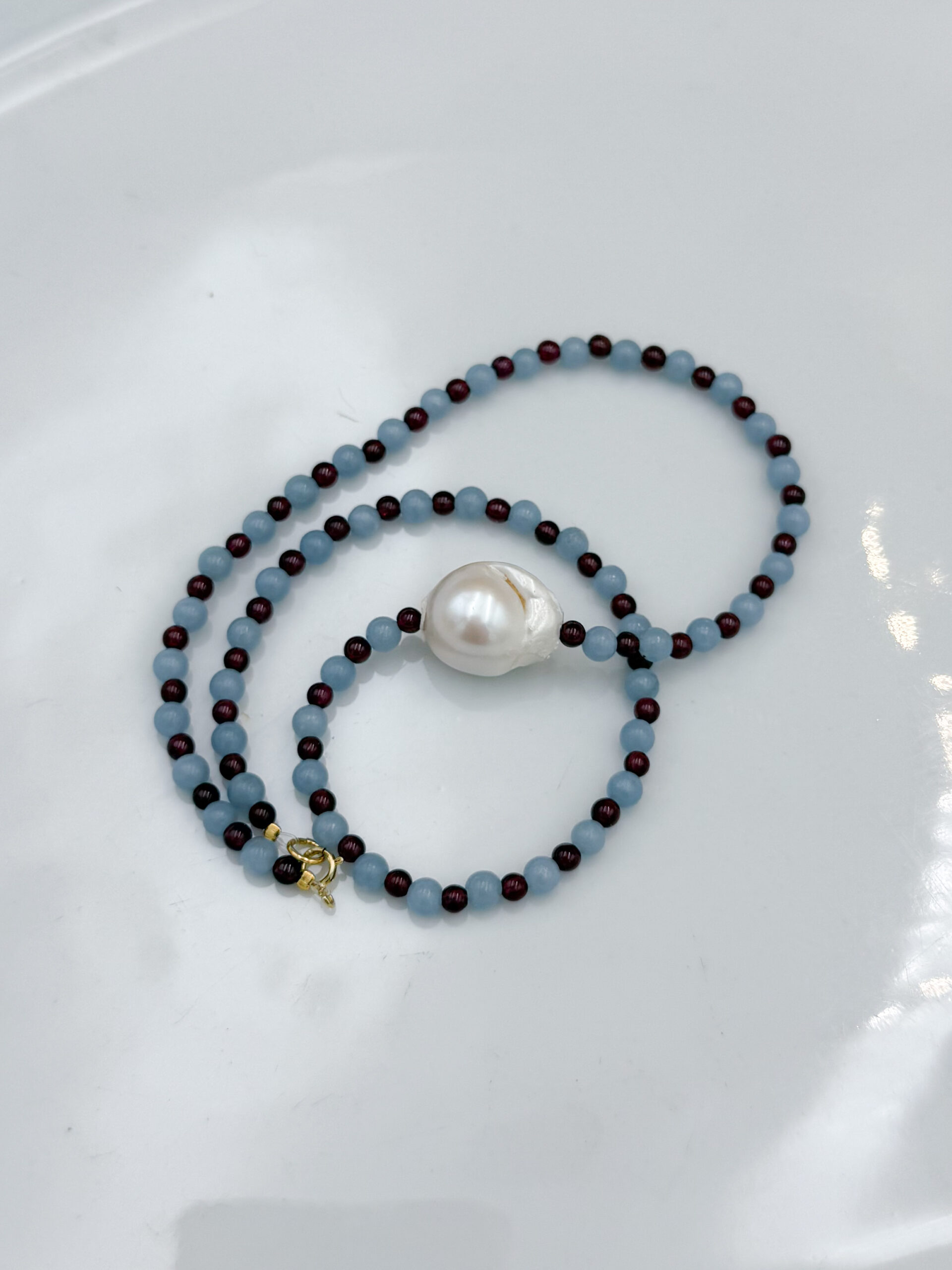 NASZYJNIK BAROKOWA PERŁOWA NA KAMIENIACH - obrazek 4