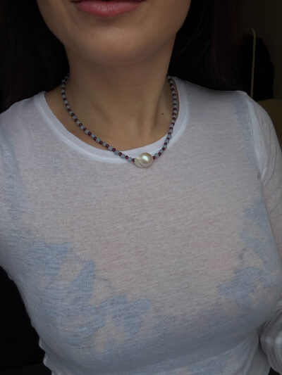 NASZYJNIK BAROKOWA PERŁOWA NA KAMIENIACH