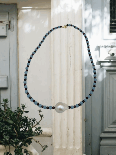 NASZYJNIK BAROKOWA PERŁOWA NA KAMIENIACH