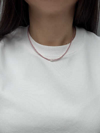 NASZYJNIK PERŁA NA RÓŻU