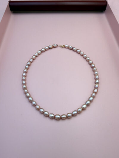 NASZYJNIK DUŻE KLASYCZNE PERŁY ŁOSOSIOWO-RÓŻOWE