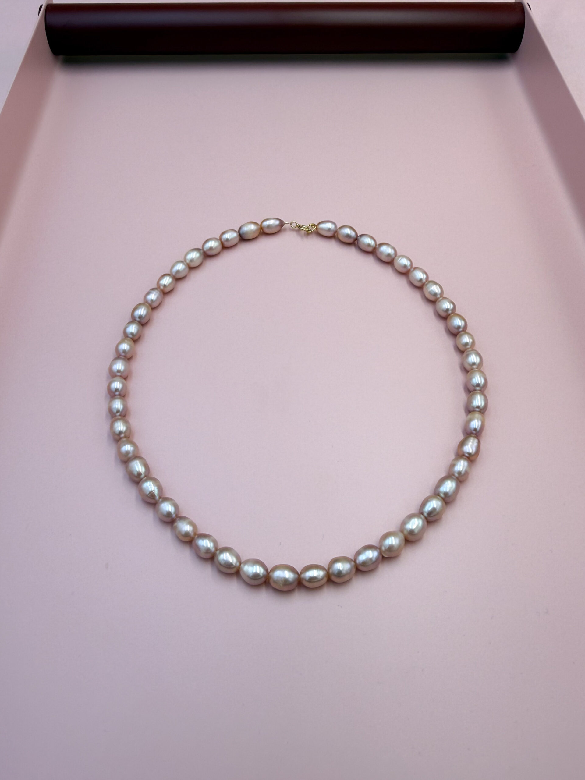 NASZYJNIK DUŻE KLASYCZNE PERŁY ŁOSOSIOWO-RÓŻOWE