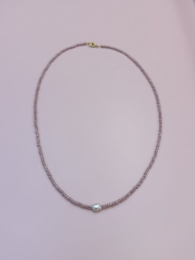 NASZYJNIK PERŁA NA RÓŻU