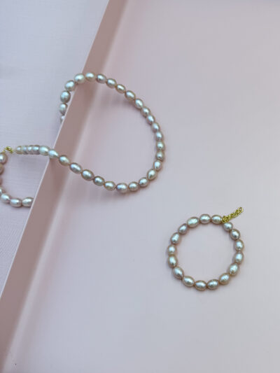 BRANSOLETKA DUŻE KLASYCZNE PERŁY ŁOSOSIOWO-RÓŻOWE