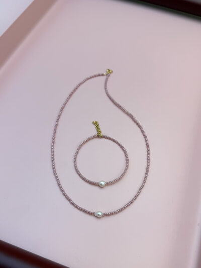 BRANSOLETKA PERŁA NA RÓŻU