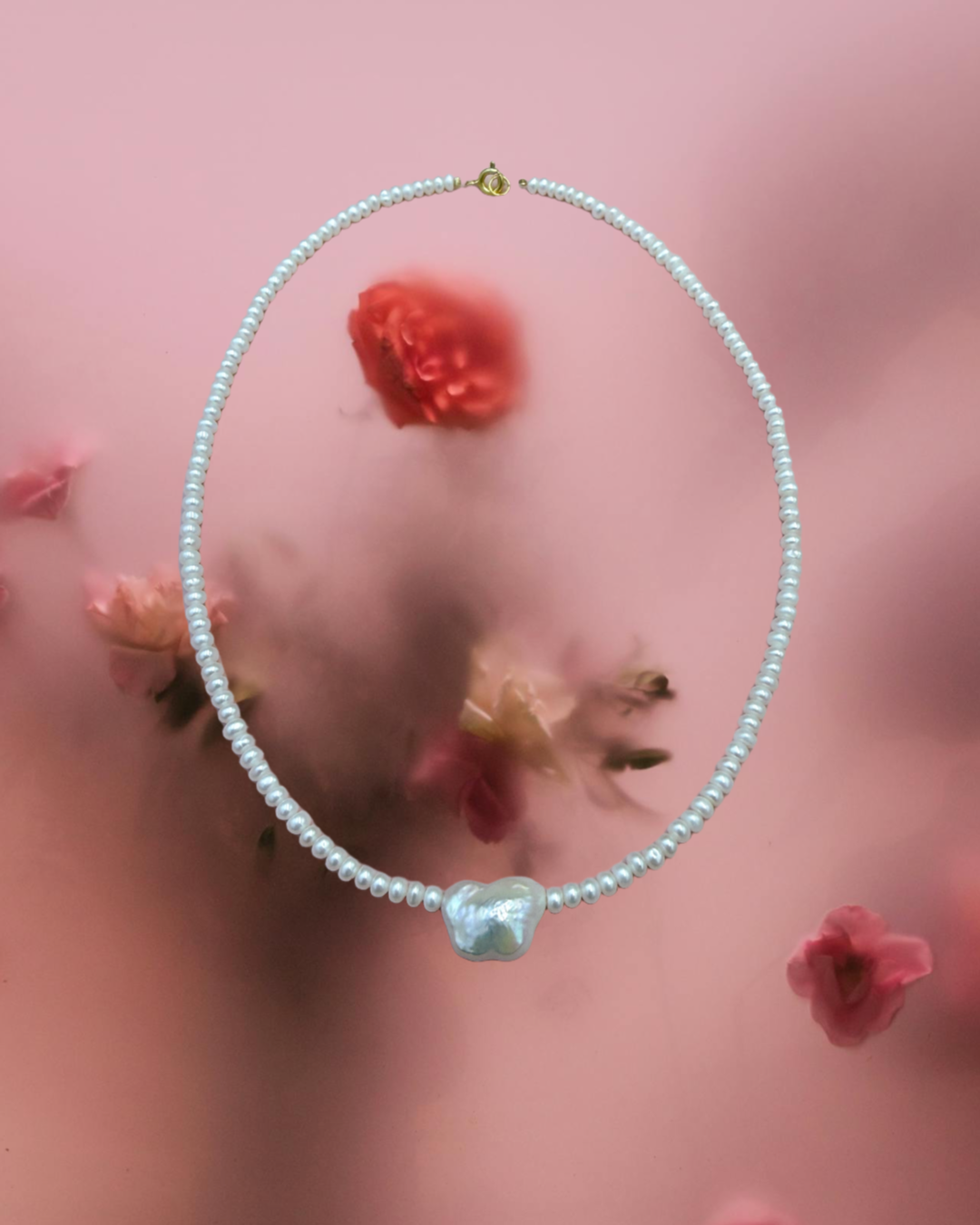 NASZYJNIK PERŁOWY OBŁOK NA PERŁACH MONETOWYCH - obrazek 4