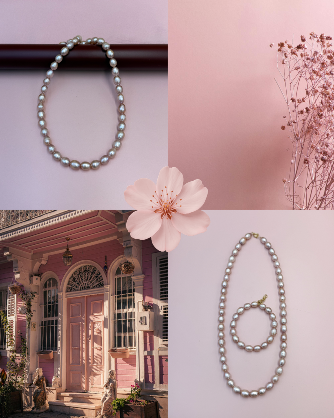 NASZYJNIK DUŻE KLASYCZNE PERŁY ŁOSOSIOWO-RÓŻOWE - obrazek 3