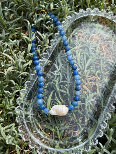 NASZYJNIK CHOKER BAROKOWA PERŁA & NIEBIESKI AWENTURYN